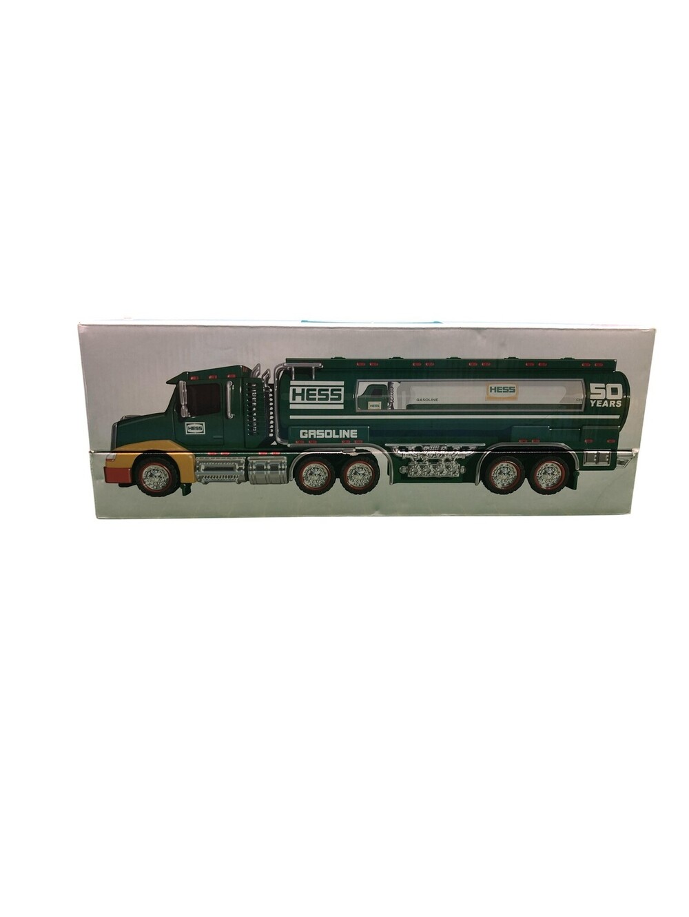 Hess 50th Anniversary Gasoline Tanker Truck Toy 2014 Green Lights Sounds Box